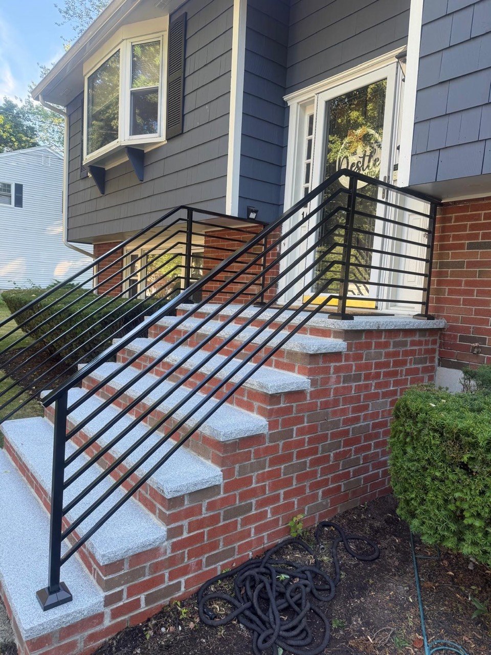 Brick steps with railings
